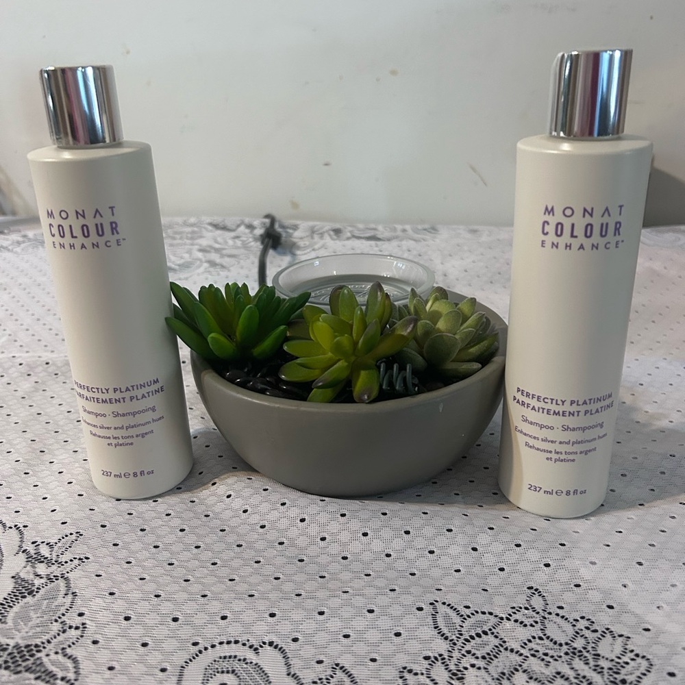 New! 2 Bottles of Monat Color Enhance Perfectly Platinum Shampoos 237 ML